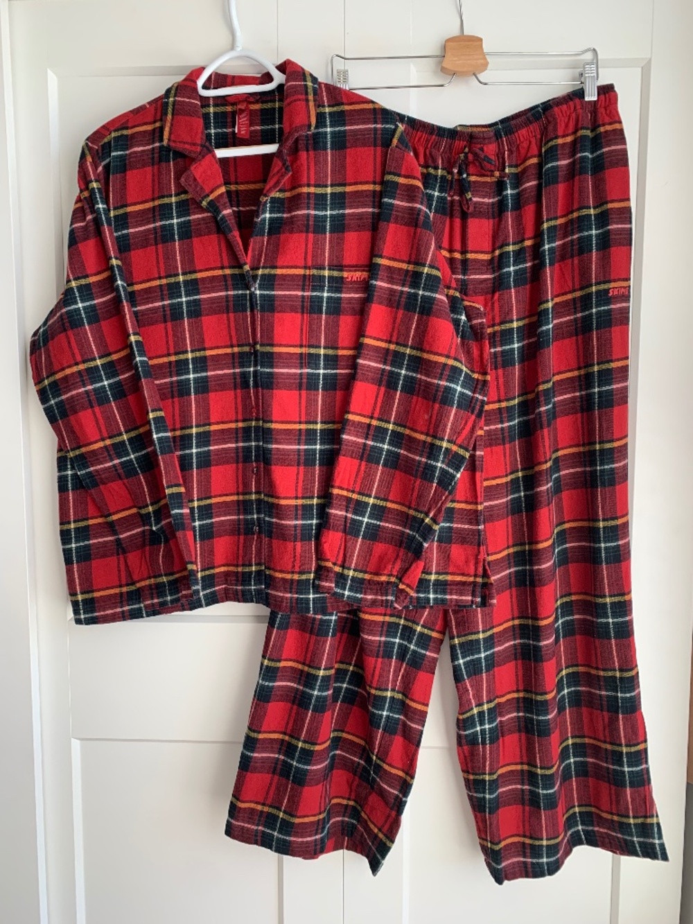 SKIMS Flannel Pajama Set Men's Size XL 100% Cotton Christmas Holiday